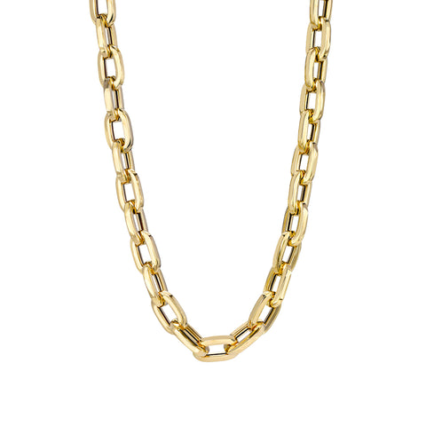 14K Gold Thick Flat Oval Link Necklace, Large Size Links ~ In Stock!