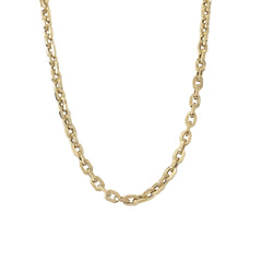 14K Gold Thick Flat Oval Link Necklace, Small Size Links