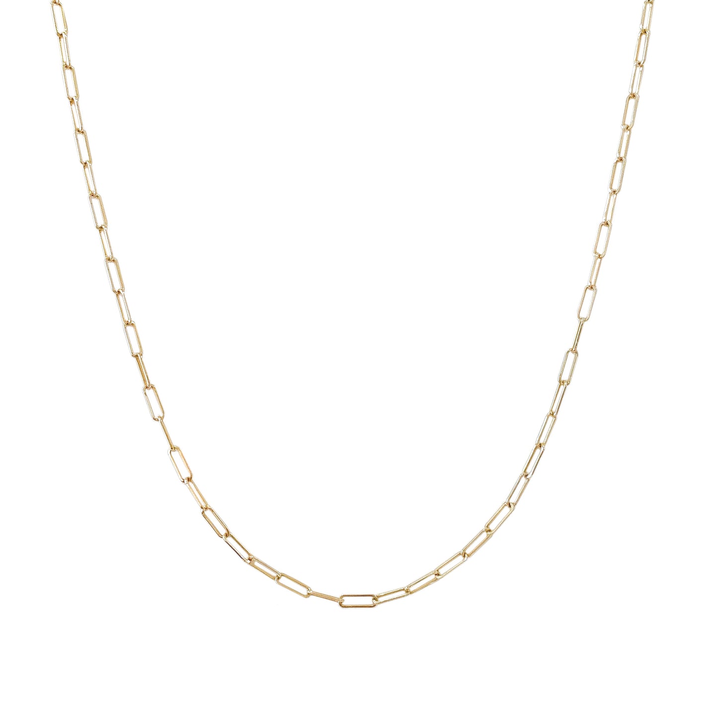 14K Gold Thin Elongated Oval Link Chain Necklace, Small Size Link