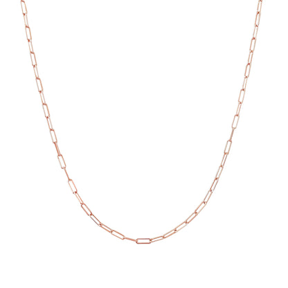 14K Gold Thin Elongated Oval Paperclip Belly Chain, Small Size Links