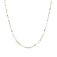 14K Gold Thin Elongated Oval Link Chain Necklace, Small Size Link