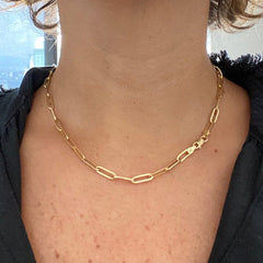 14K Gold Thin Elongated Oval Link Chain Necklace, Large Size Link ~ In Stock!