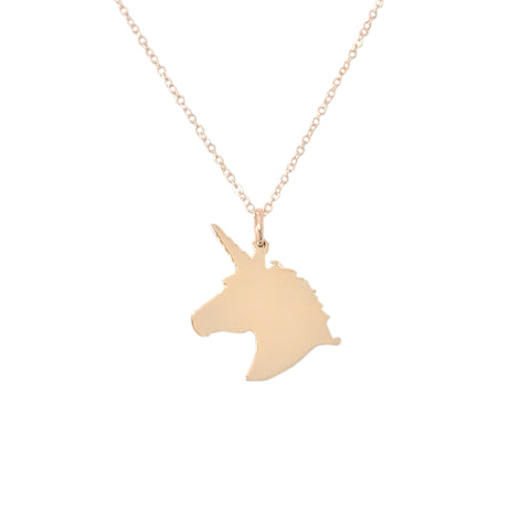 14K Gold Unicorn Charm Necklace (Engravable)
