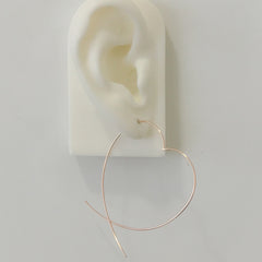 14K Gold XL Size Heart Threader Wire Earrings