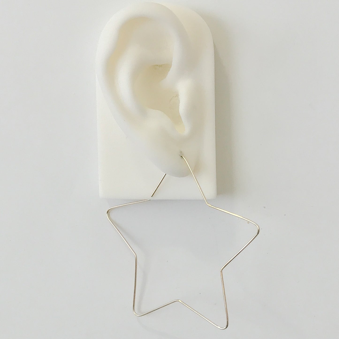 14K Gold XL Size Star Threader Wire Earrings