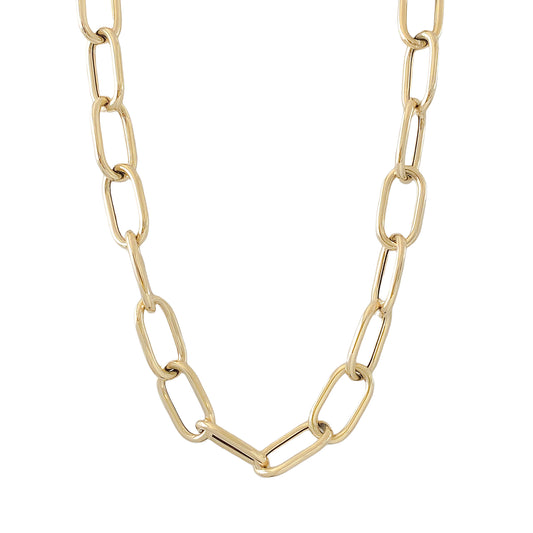 14K Gold Thick Oval Link Necklace ~ XXL Size Links