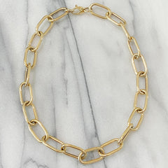 14K Gold Thick Oval Link Necklace ~ XXL Size Links