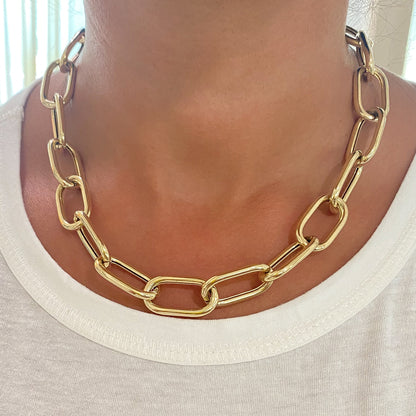 14K Gold Thick Oval Link Necklace ~ XXL Size Links