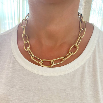 14K Gold Thick Oval Link Necklace ~ XXL Size Links