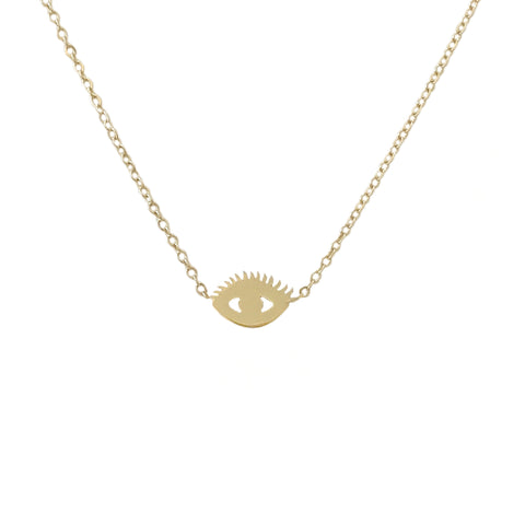 14K Gold Evil Eye with Lashes Necklace