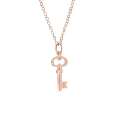 14K Gold Key Necklace, XS Size