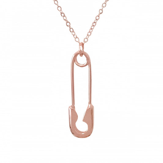 14K Gold Safety Pin Pendant Necklace