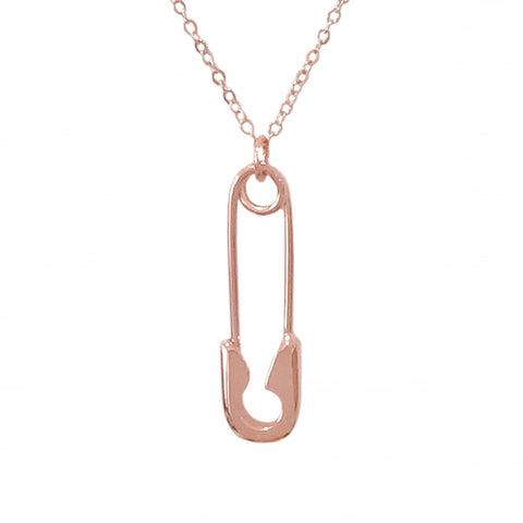 14K Gold Safety Pin Pendant Necklace