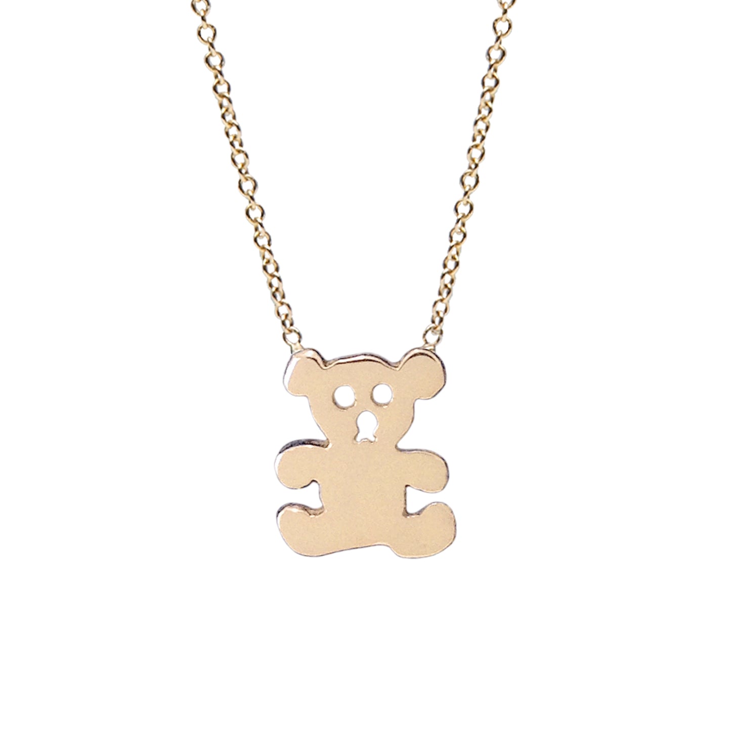 14K Gold Teddy Bear Pendant Necklace