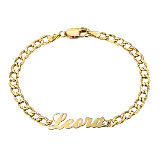 14K Gold Mini Nameplate Bracelet ~ Script Font