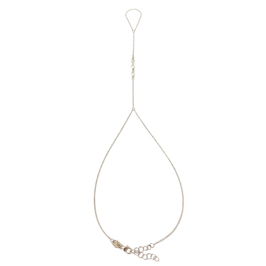 14K Gold Triple Bezel Oval-Cut White Sapphire Foot Lariat Ankle Bracelet