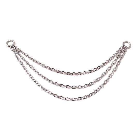 14K Gold Dangle Triple Cable Chain Earring Jacket