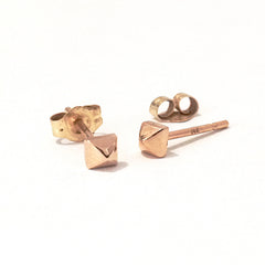 Spike Collection: 14K Gold Pyramid Spike Stud Earrings, XS Size