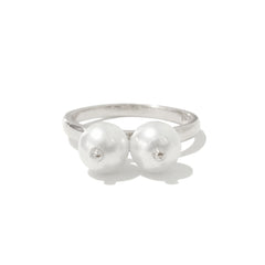 Cultured White Freshwater Pearl 14K Gold Seins Ring