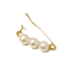 White Freshwater Pearl 14K Gold Small Size Safety Pin Earring