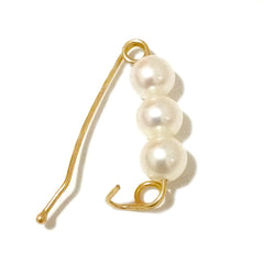 White Freshwater Pearl 14K Gold Small Size Safety Pin Earring