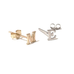14K Gold Small Size Alphabet Letter Initial Single Stud Earring