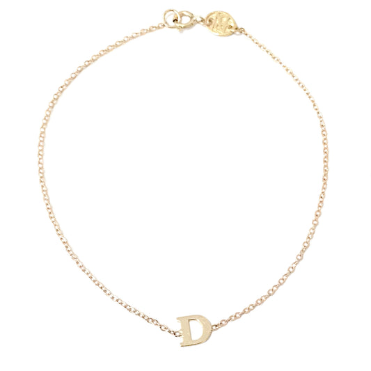 14K Gold Initial Letter Bracelet