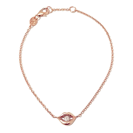 14K Gold Diamond Lip Pout Bracelet