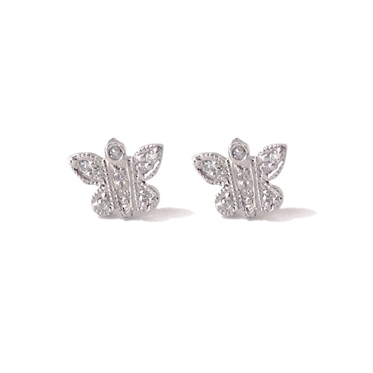 14K Gold Pavé Diamond XS Butterfly Stud Earrings