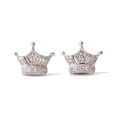 14K Gold Pavé Diamond Crown Stud Earrings