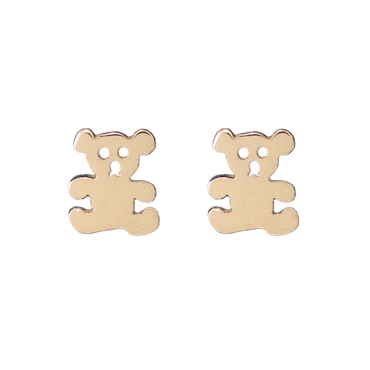 14K Gold Teddy Bear Stud Earrings