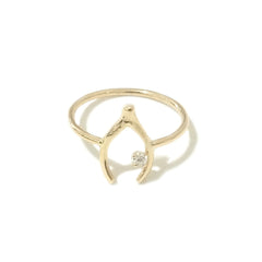 14K Gold Diamond Wishbone Ring