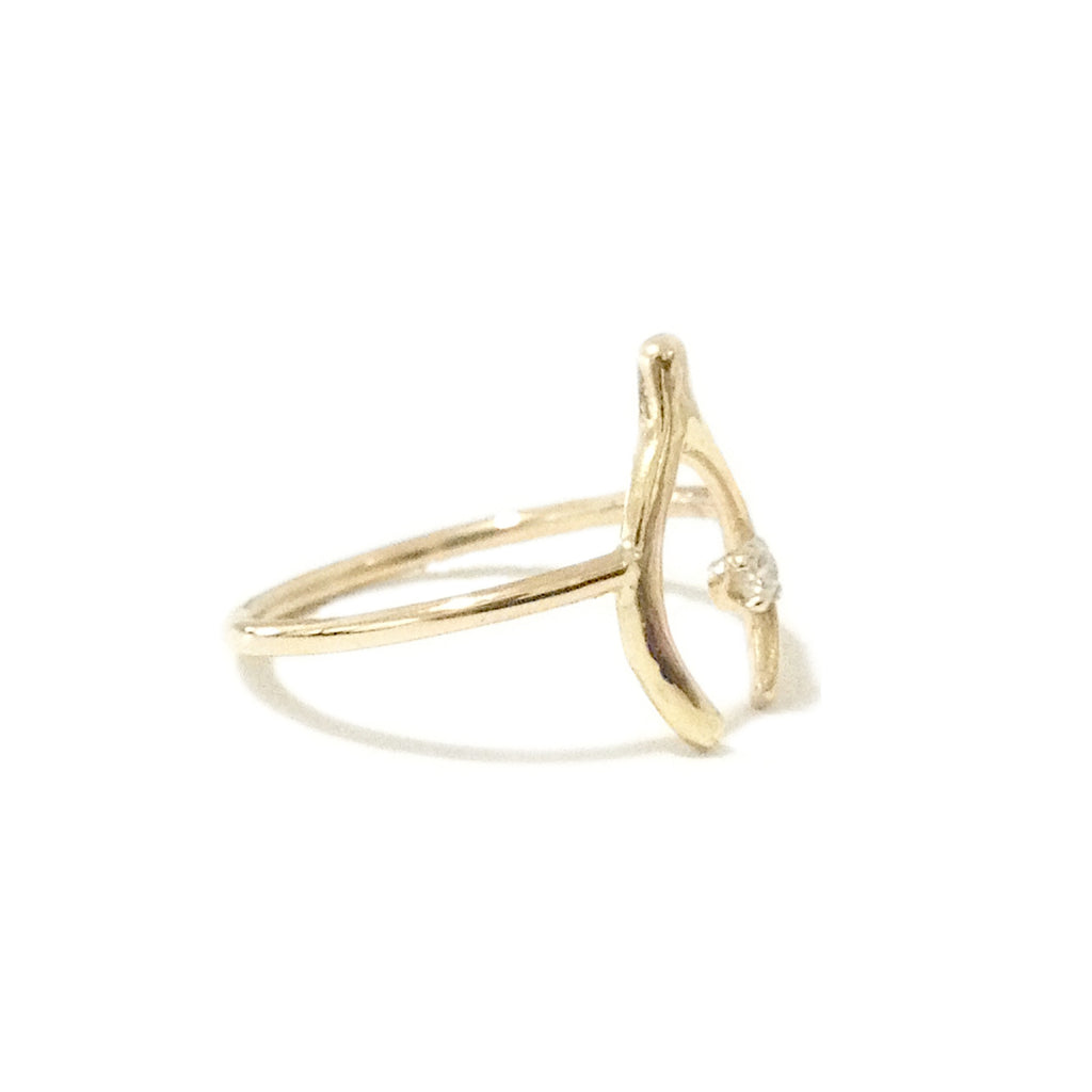 Diamond Chevron Gold Ring Diamond Wishbone Ring 14k Stacking Ring 14k Gold  Chevron Ring Skylar Ring - Etsy