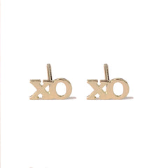 14K Gold 'XO' Stud Earrings