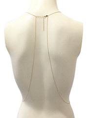 14K Gold Triple White Sapphire Body Harness Chain