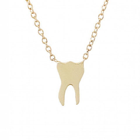 14K Gold Tooth Pendant Necklace