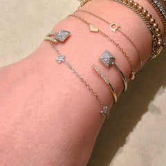 14K Gold Pavé Diamond Triple Daisy Bracelet