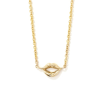 14K Gold Lip Pout Necklace