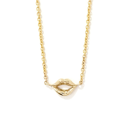 14K Gold Lip Pout Necklace