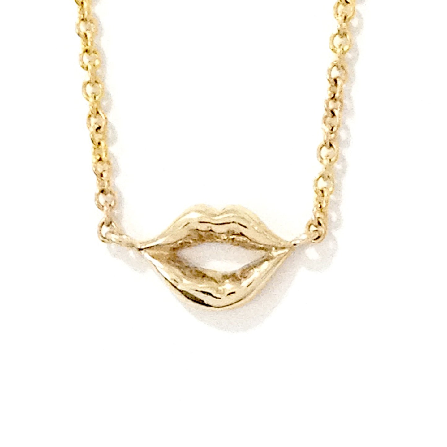 14K Gold Lip Pout Necklace