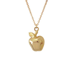14K Golden Apple Pendant Necklace
