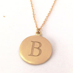 14K Matte Gold Initial Coin Necklace
