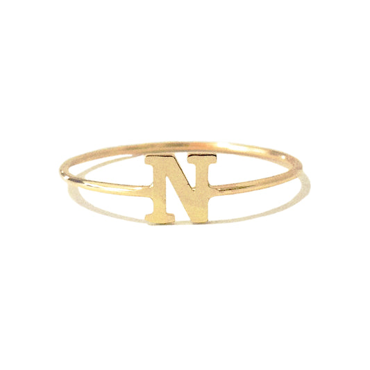 14K Gold Initial Letter Ring