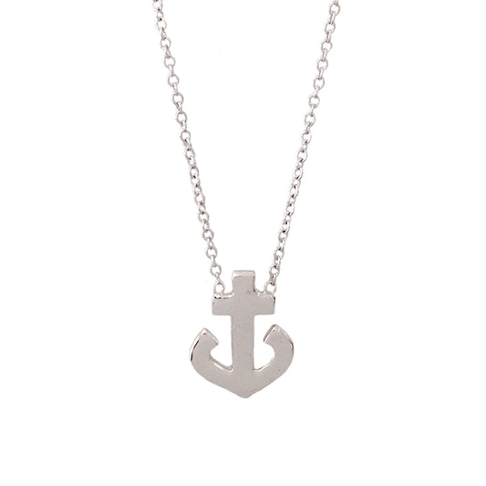 14K Gold Anchor Necklace, Large Size