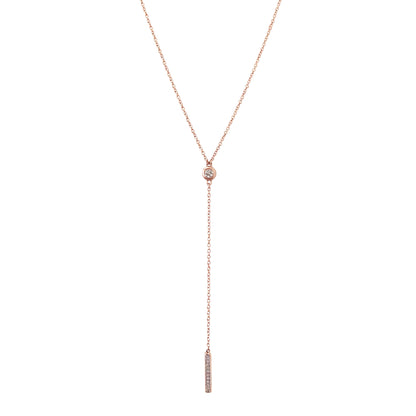 14K Gold Pavé Diamond Lariat Drop Necklace