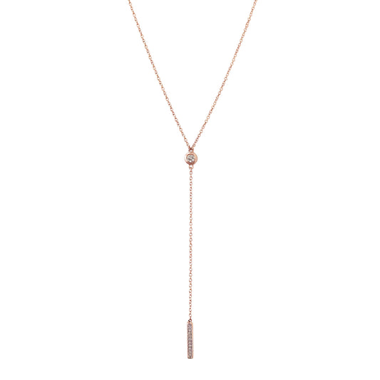 14K Gold Pavé Diamond Lariat Drop Necklace