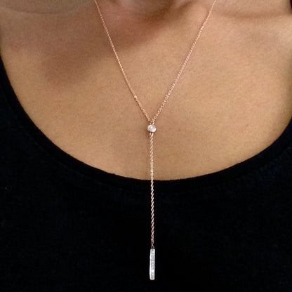 14K Gold Pavé Diamond Lariat Drop Necklace