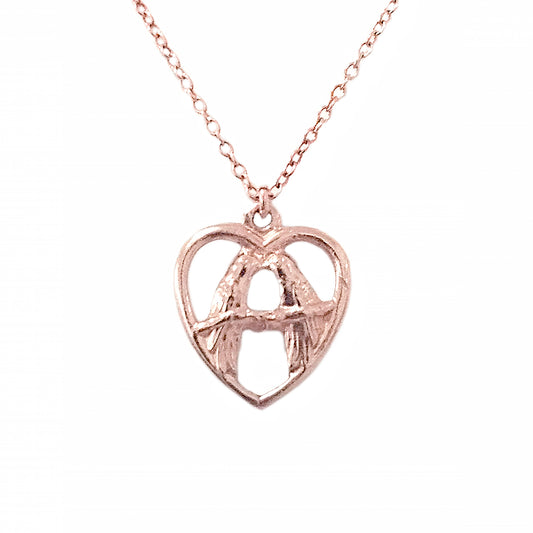 14K Gold Love Birds Pendant Necklace