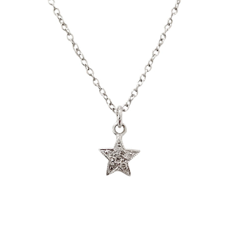 14K Gold Pavé Diamond XS Star Pendant Necklace