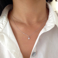 14K Gold Pavé Diamond XS Star Pendant Necklace